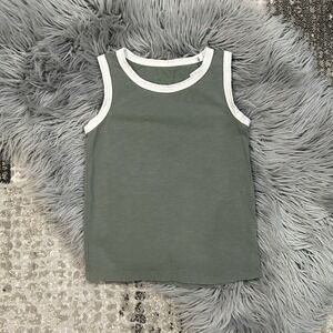 Little Liam By Kate Quinn Two Tone‎ Sage/White Sleeveless Muscle Tank Size 5Y